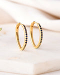 Natural Blue Sapphire Hoops Earrings-Veyaa