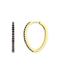 Natural Blue Sapphire Hoops Earrings-Veyaa