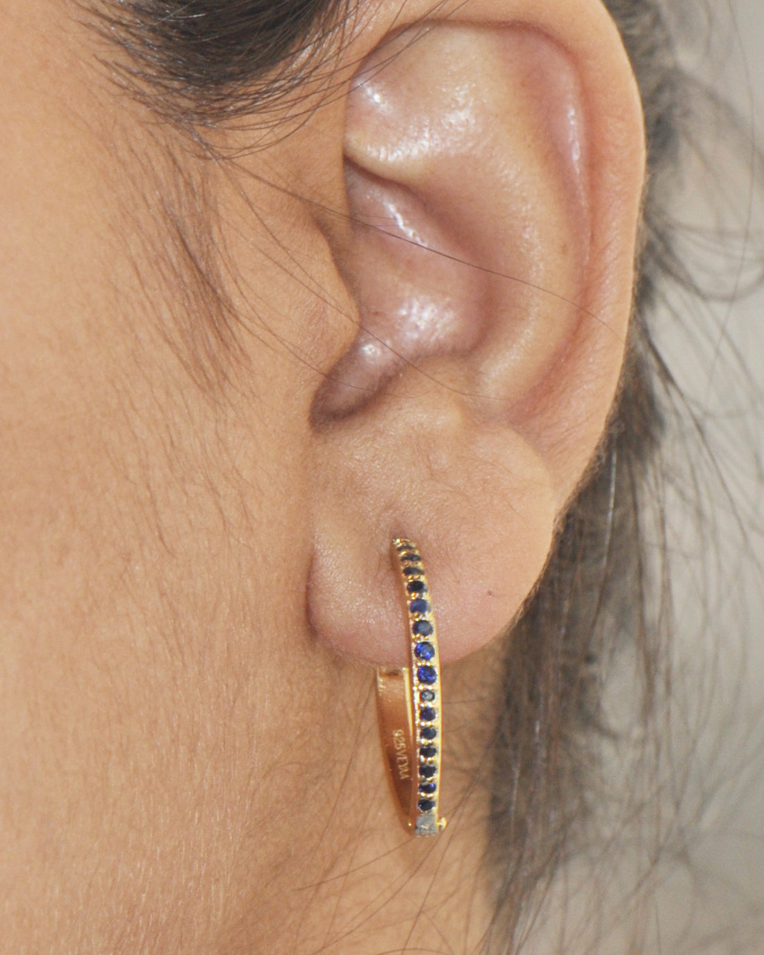 Natural Blue Sapphire Hoops Earrings-Veyaa