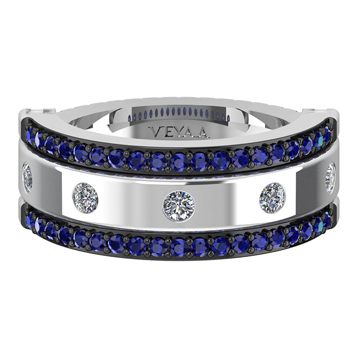 3 IN 1 Diamond and Natural Sapphire Band-Veyaa