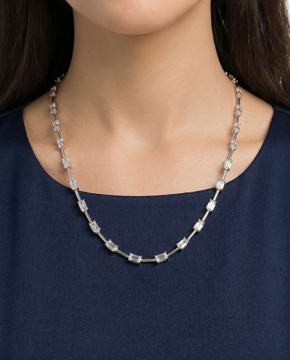 Muse Emerald Cut Necklace (T.wt 13.50 ct)