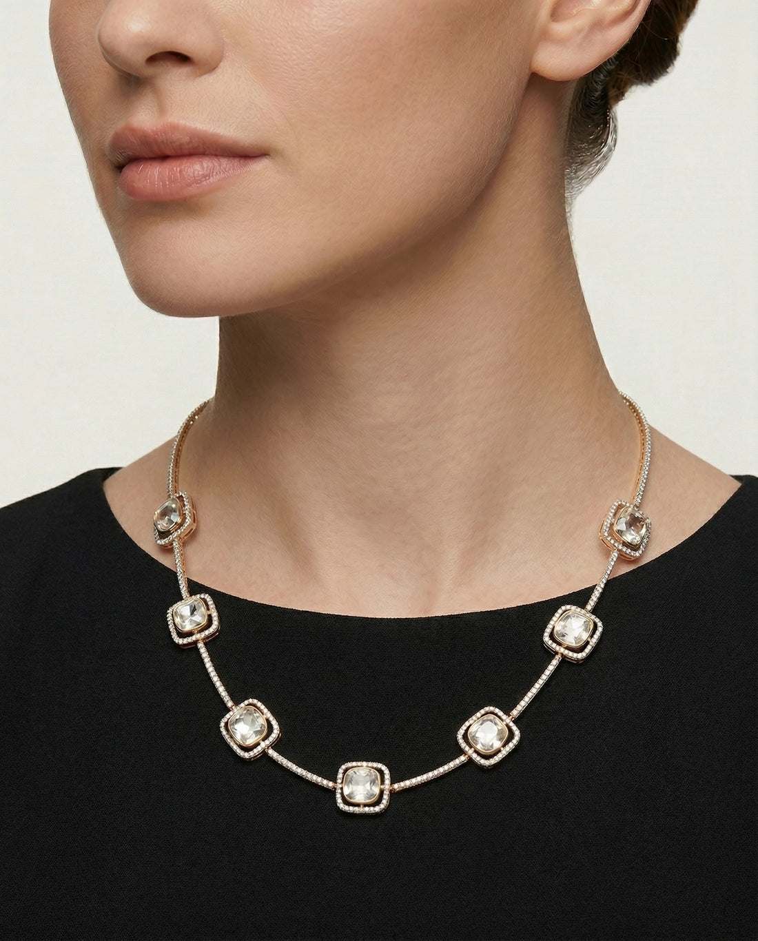Classic Polki Single Line Necklace (T wt. 4.34 ct)