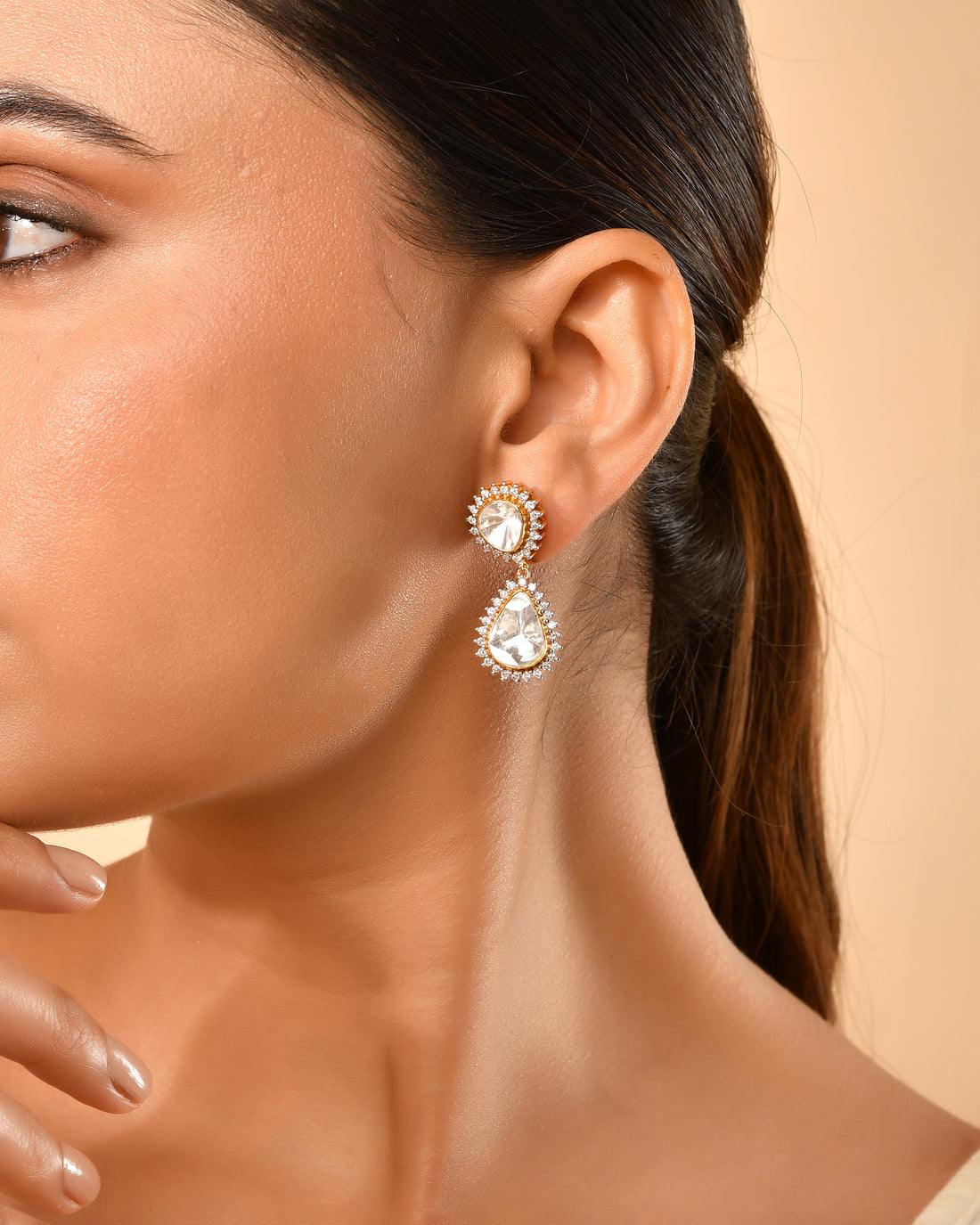 Timeless Diamond Polki Drop Earings  (T wt. 3.87 ct)