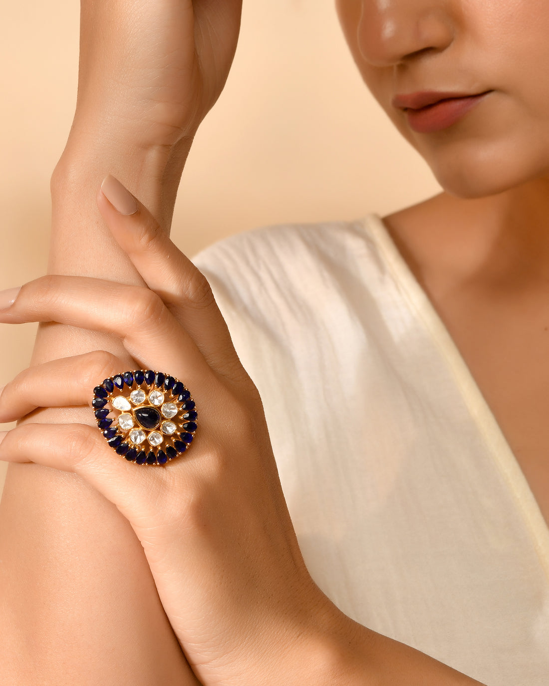 Neelam Grace Polki Ring (T wt. 9.73 ct)