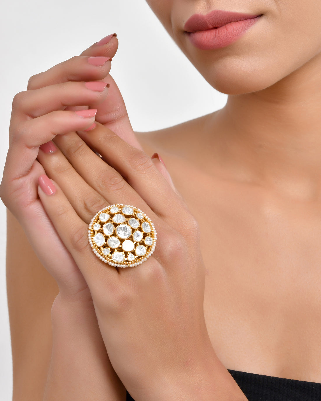 Anaya Diamond Pearl Polki Ring  (T wt. 5.64 ct)