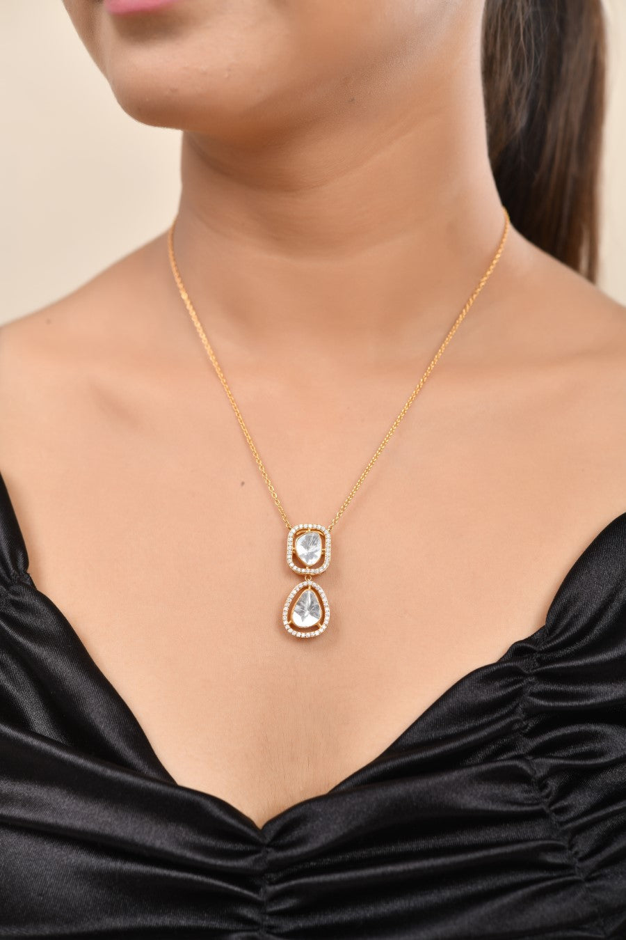 Double Polki Necklace