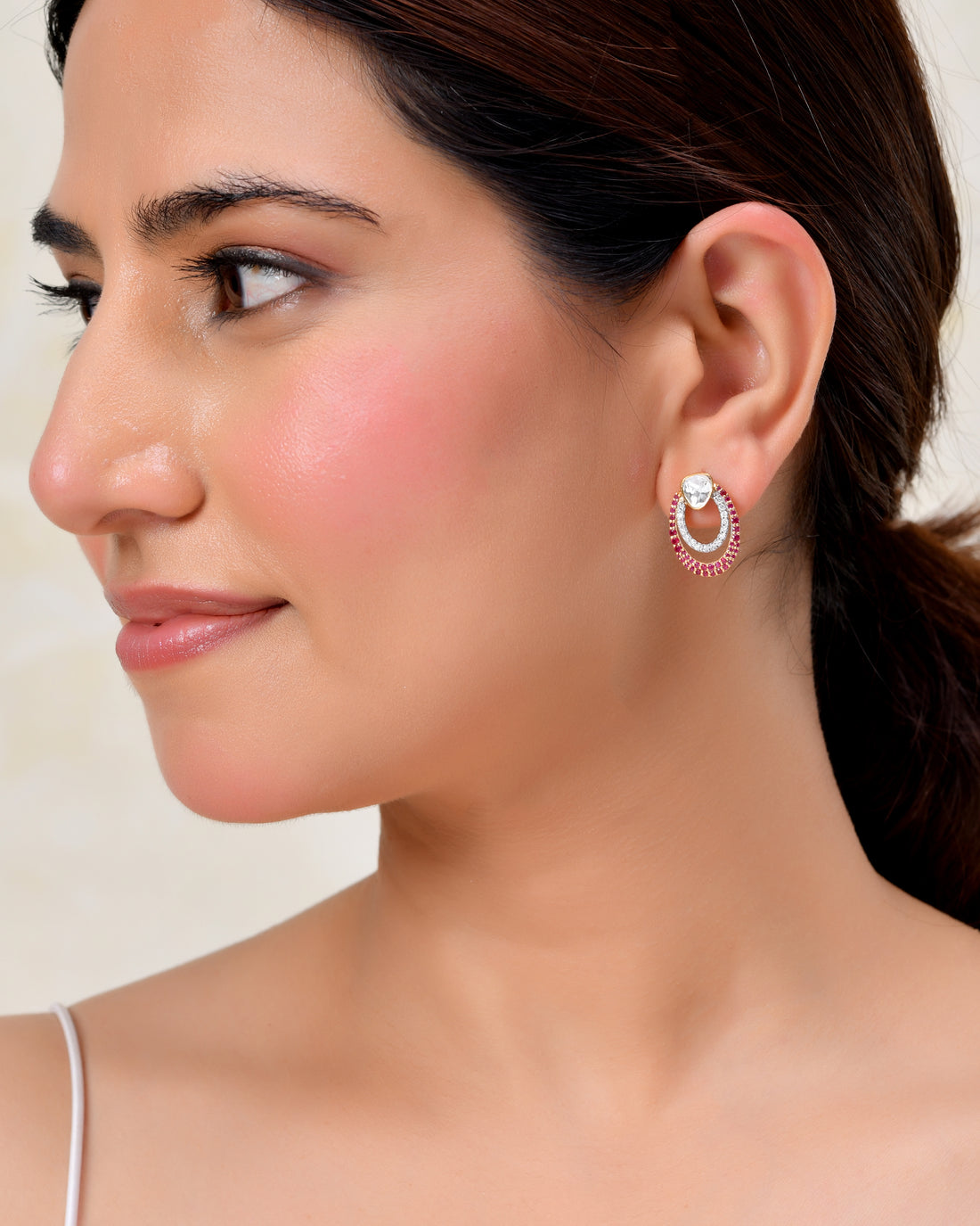 Diamond Polki Ruby earrng