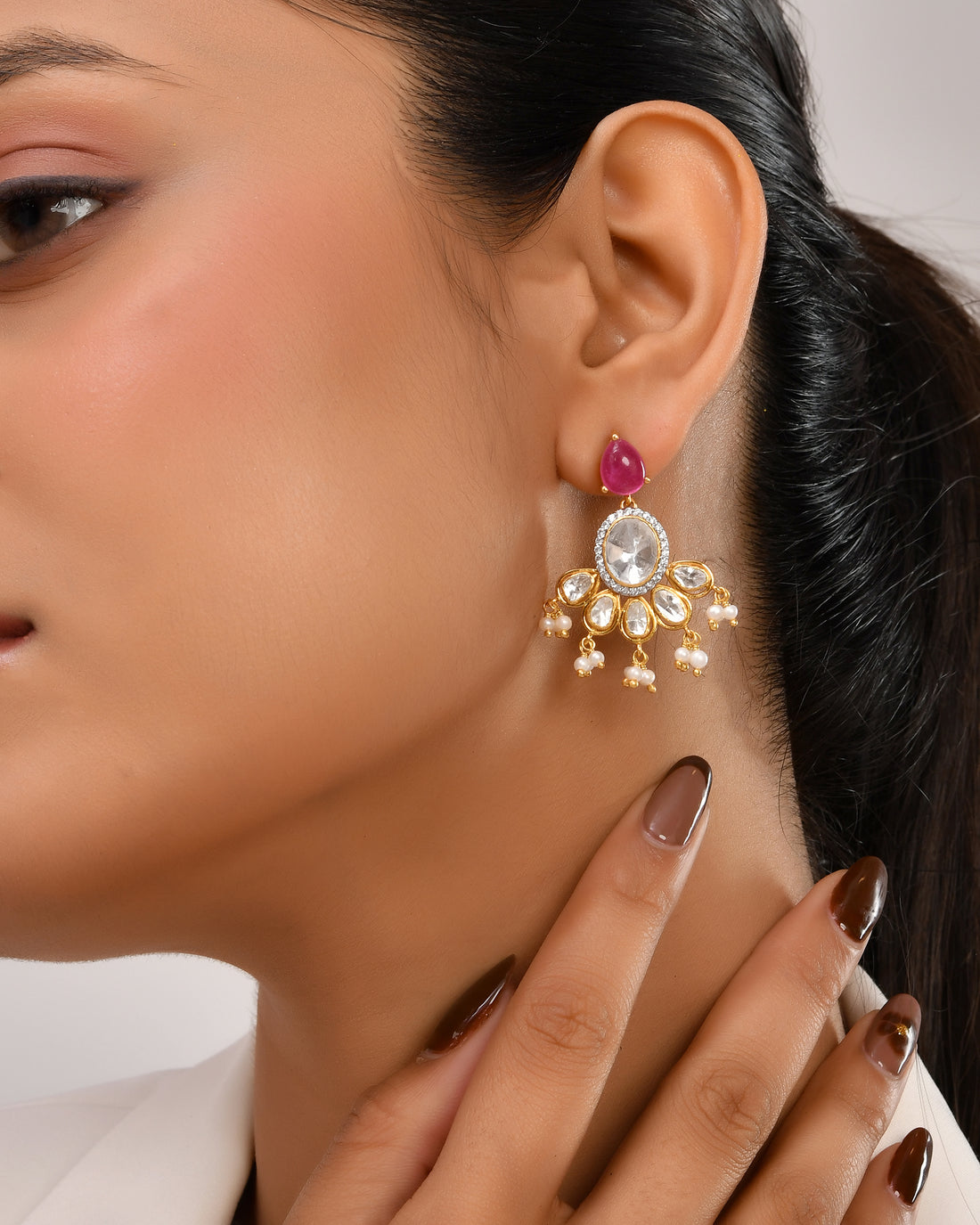 Ruhani Polki Ruby Earring (T.wt 11.05 ct)