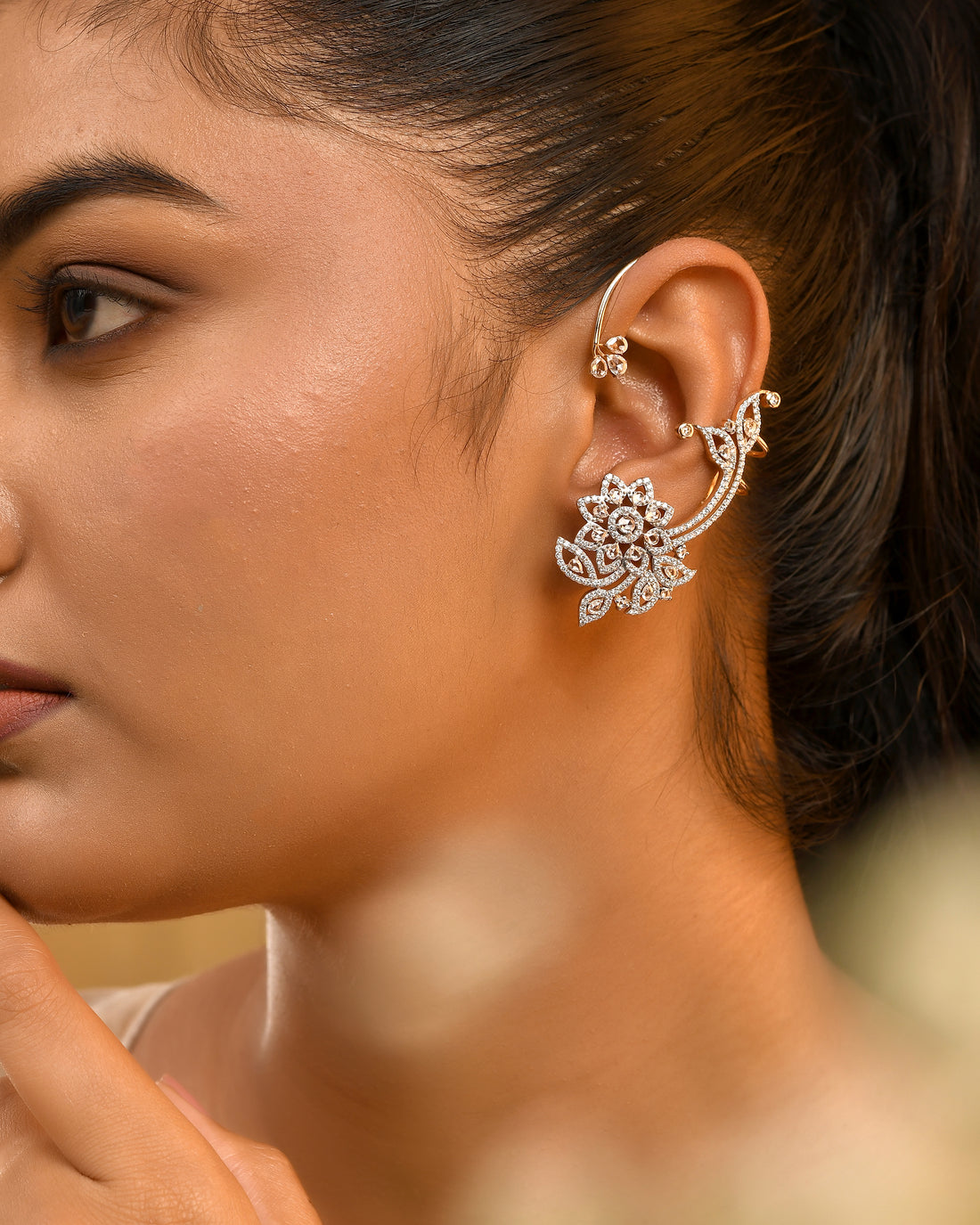 Floral Encrusted Ear Cuffs