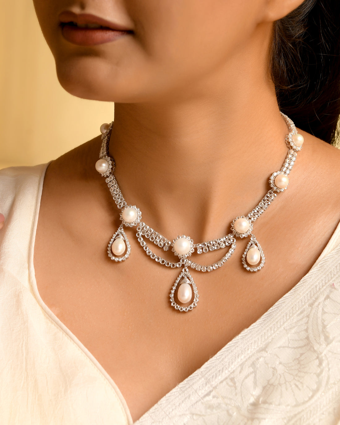 The Luminary Pearl & Pavé Collar Necklace