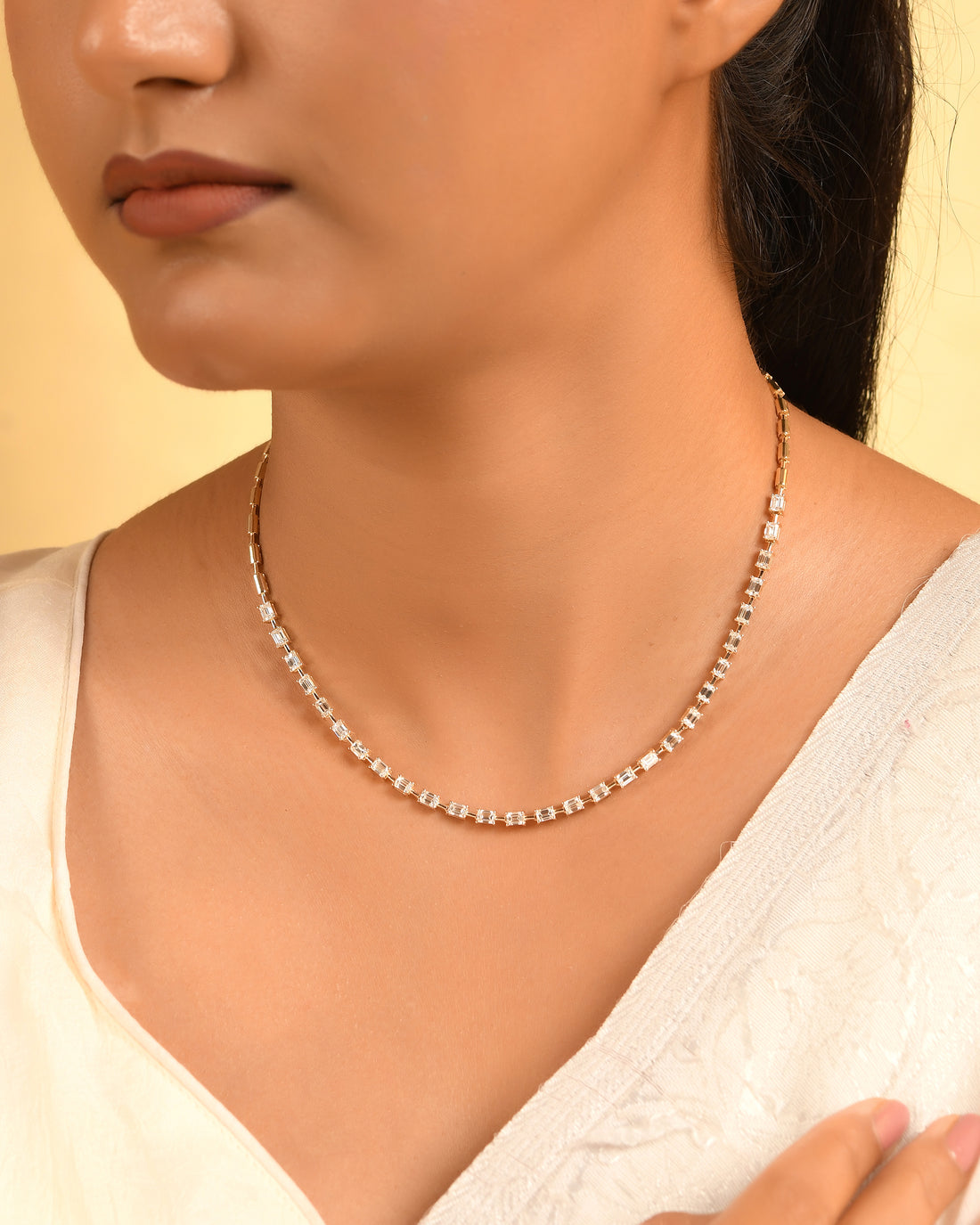 Elegant Emerald Cut Diamond Necklace