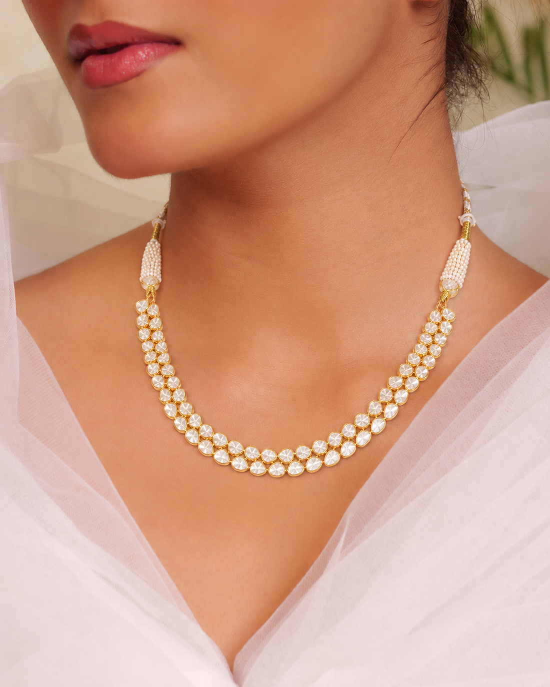 Double Layer Polki Necklace (T wt. 9.75 ct)