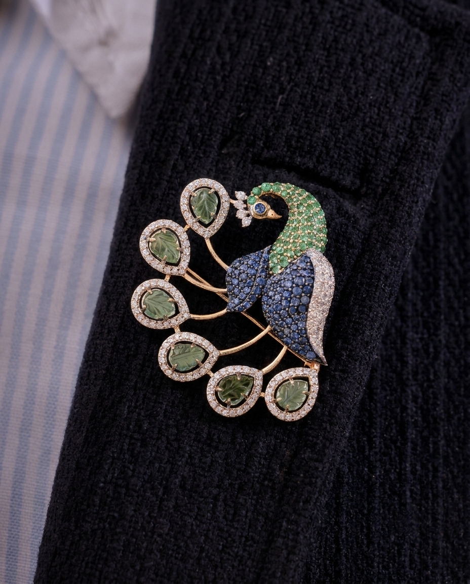 Peacock Diamond Brooch