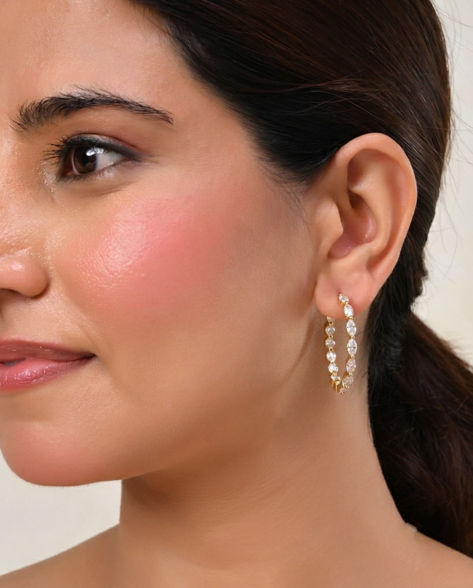 Marquise Diamond Hoop Earrings (T wt. 1.46 ct)