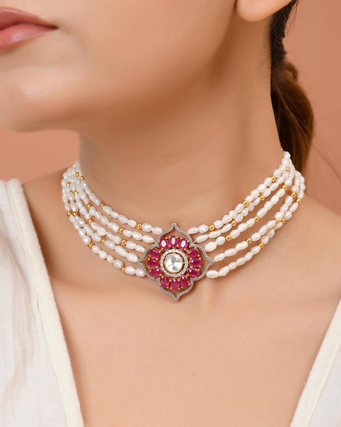 Gulnaar Polki Ruby Choker  (T wt. 84.70 ct)
