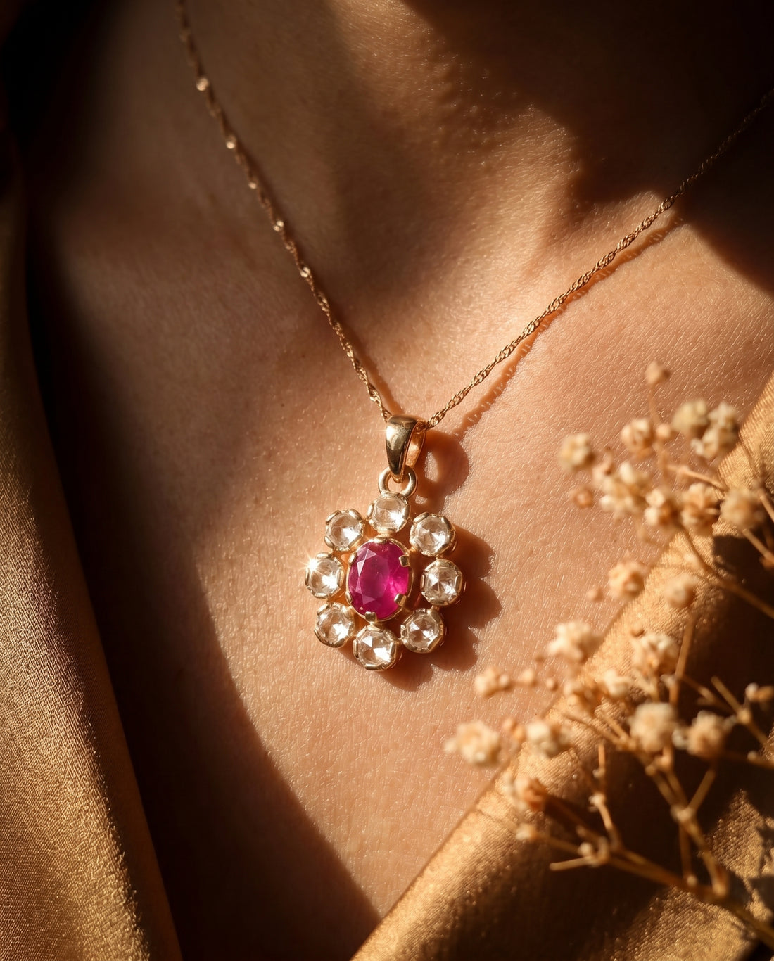 Mozambique Ruby Rosette Pendant  (T wt. 1.9 ct)