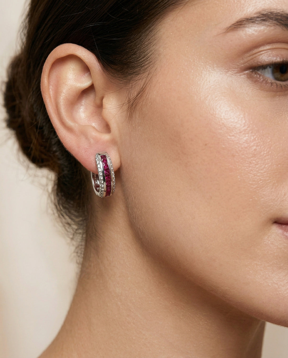 Mozambique Ruby Diamond Hoops