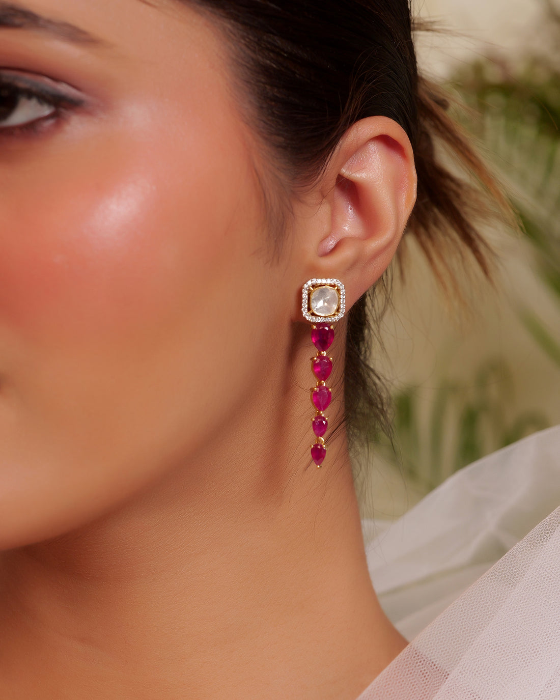 Ruby Polki Linear Drops