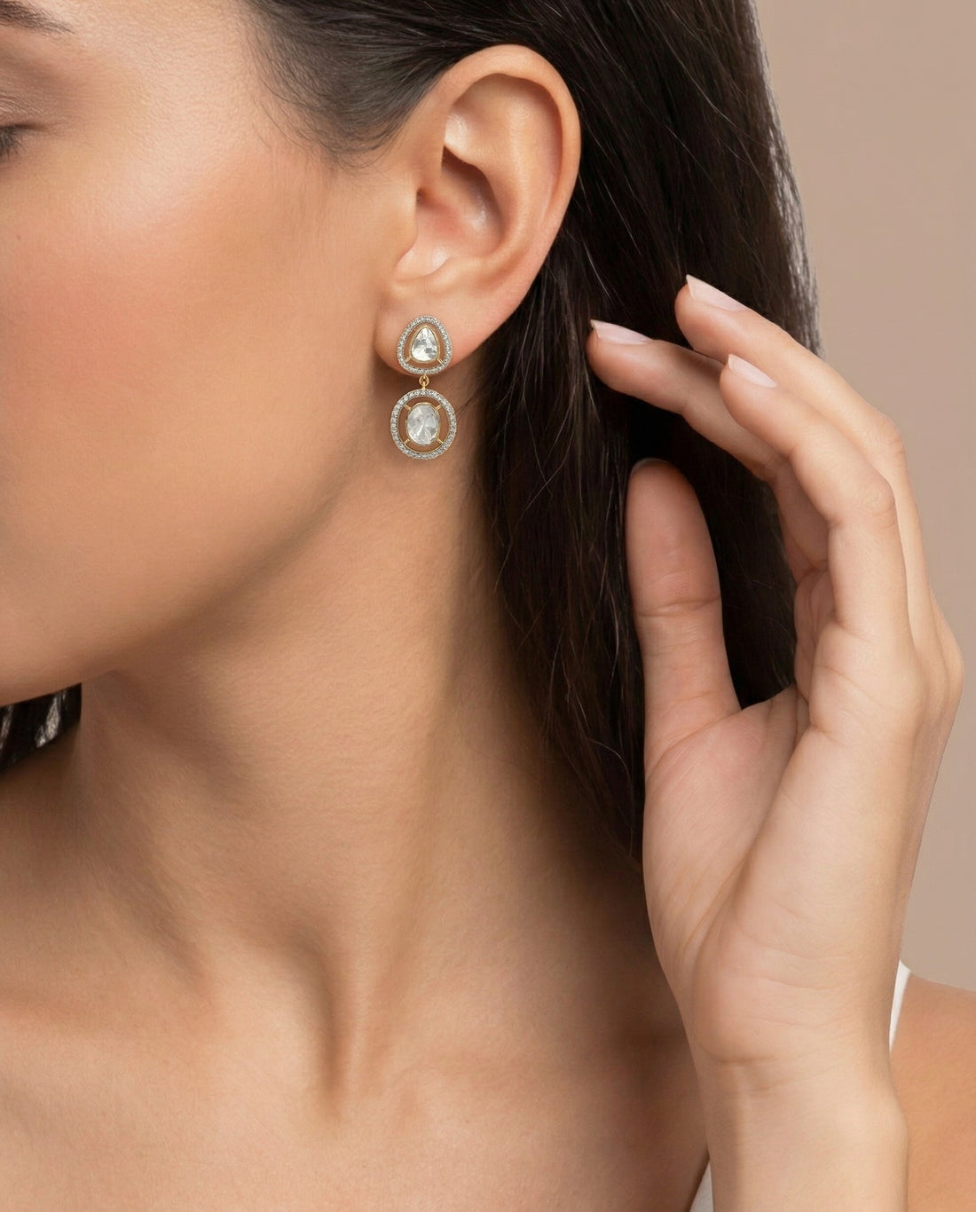 Polki Whisper Drop Earrings (T wt. 2.19 ct)