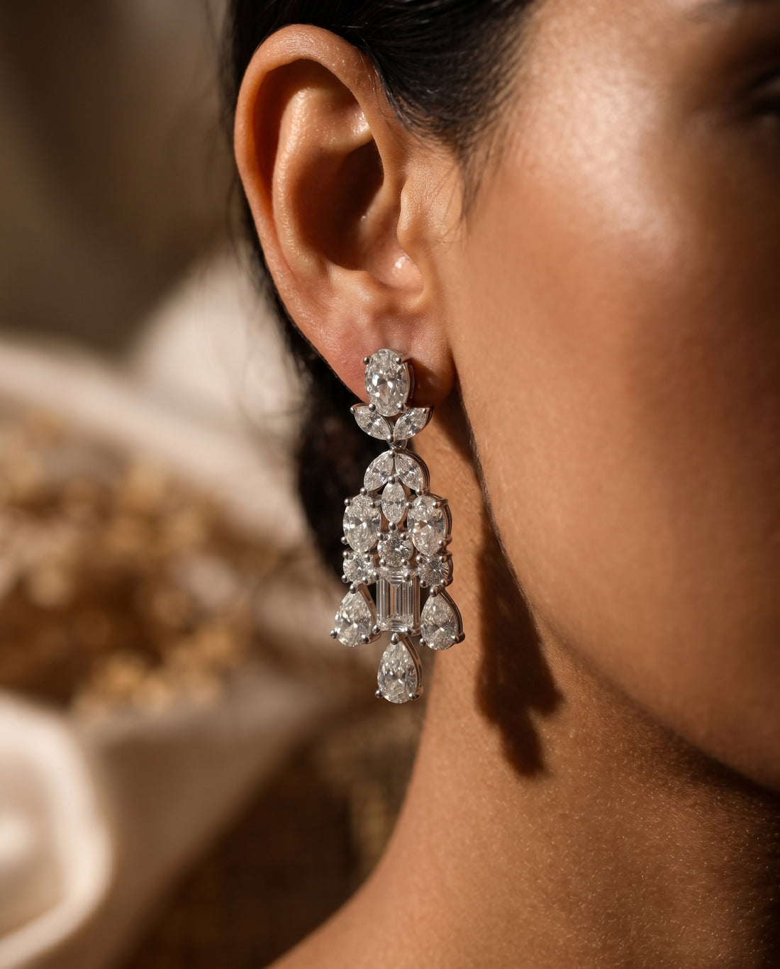 Prism Drop Diamond Earrings (T.wt 6.30)