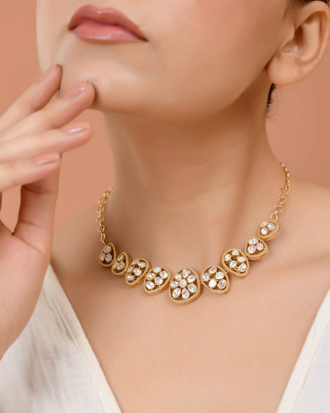 Saanjh Polki Necklace  (T wt. 4.30 ct)