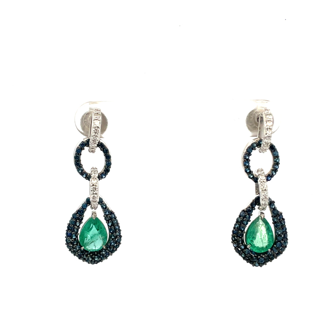 Midnight Link Emerald Drop Earring