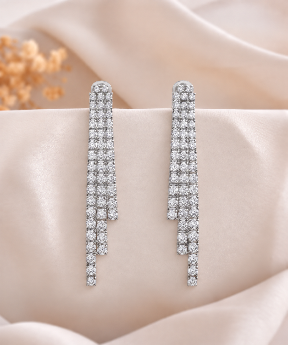 Multi-Strand Cascading Diamond Drop Earrings