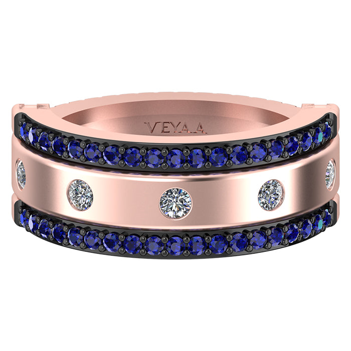 3 IN 1 Diamond and Natural Sapphire Band-Veyaa