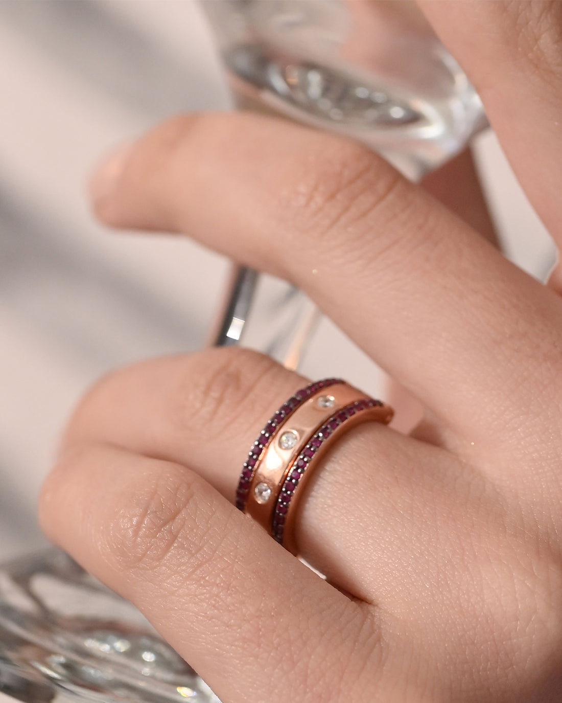 3 IN 1 Diamond and Natural Ruby Band-Veyaa