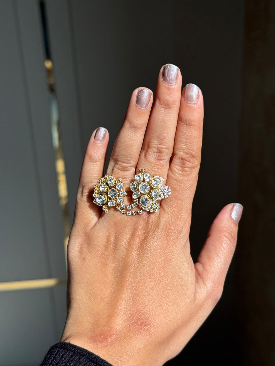 Double Finger Polki Aura Ring (T wt. 2.31 ct)