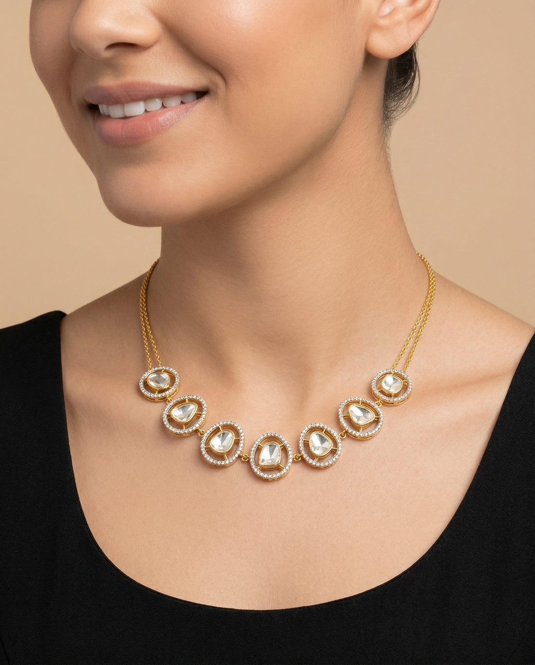 Zariya Diamond Polki Necklace (T wt. 4.3 ct)