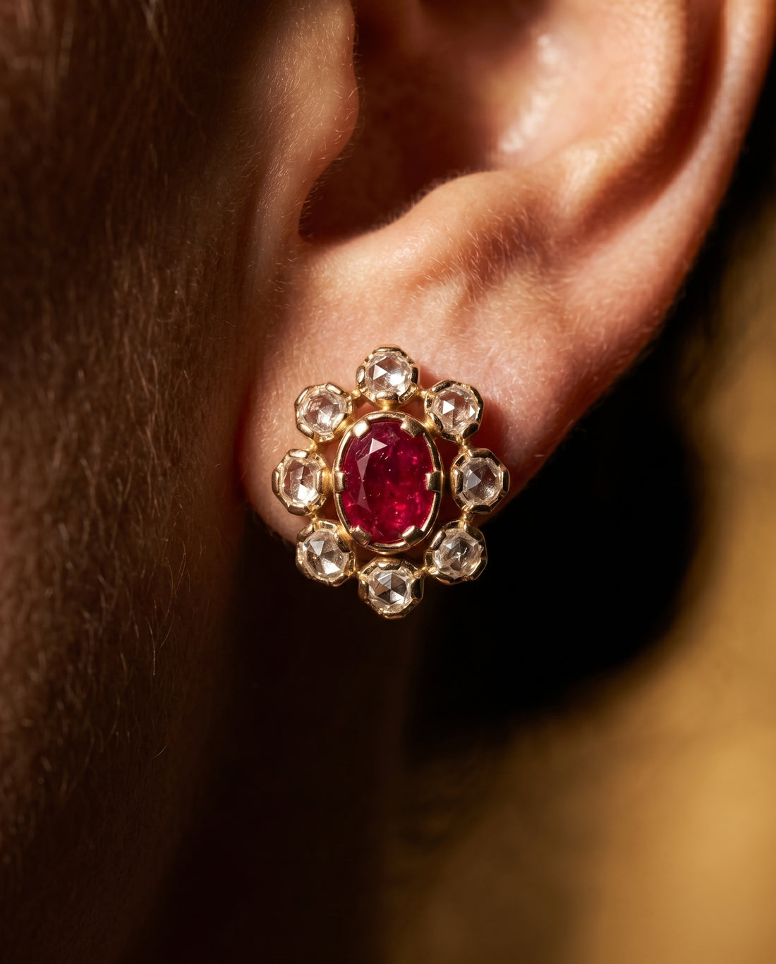 Mozambique Ruby Rosette Earrings (T wt. 3.88 ct)